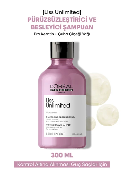 L'OREAL PROFESSİONNEL Serie Expert Liss Unlimited Elektriklenme Karşıtı Ve Yoğun Yumuşaklık Veren Şa ürün görseli 1
