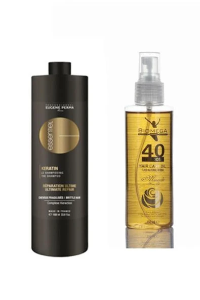 EUGENE PERMA Essentiel Keratin Şampuan 1000 ml+Biomega 40 Bitkili Doğal Saç Bakım Yağı 150 ml 558956116560 ürün görseli 1