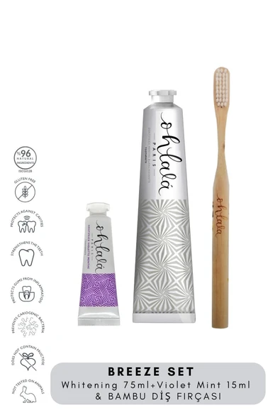 OHLALA Whitening mint 75 ml + Violet Mint 15 ml + Bambu Diş Fırçası Breeze Set ürün görseli 1