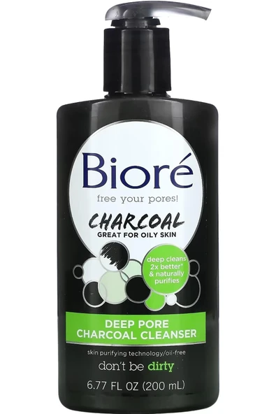 BİORE Charcoal Yağlı Ciltler Için Derin Gözenek Temizleyici 200ml ürün görseli 1