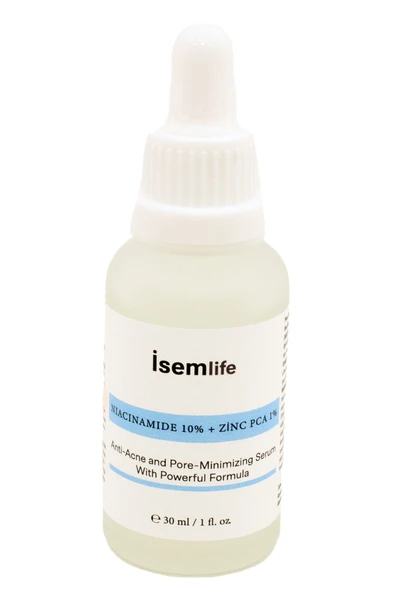 İSEMLİFE Akneli Ve Siyah Noktalı Cilt Gözenek Sıkılaştırıcı Serumu 30ml(NİACİNAMİDE 10% ZİNC PCA 1%) ürün görseli 1