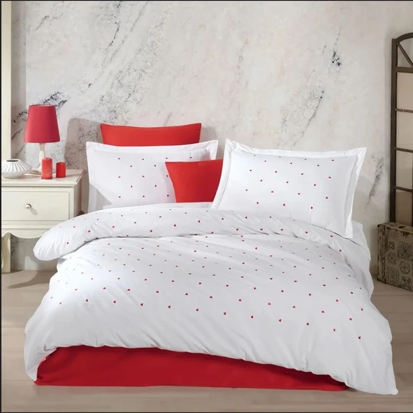 Hobby Çift Kişilik Poplin Premium Nakışlı Nevresim Lubow Beyaz ürün görseli 1