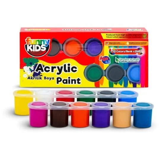 FUNNY KIDS AKRILIK BOYA 12 RENK 1550 ürün görseli 1