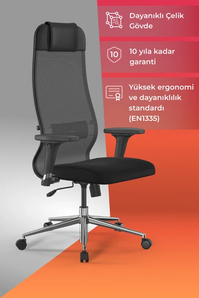 Metta Ergolife Sit 10 Ofis Koltuğu | Ayarlanabilir Kolçaklı, Fileli Ayarlanabilir, Siyah, Bilgisayar Sandalyesi -13E.D.1.2A2 ürün görseli 1