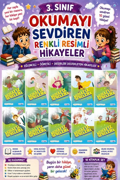 3.Sınıf Renkli Eğlenceli Maceralı Okumayı Sevdiren Hikaye Seti 7 ürün görseli 1