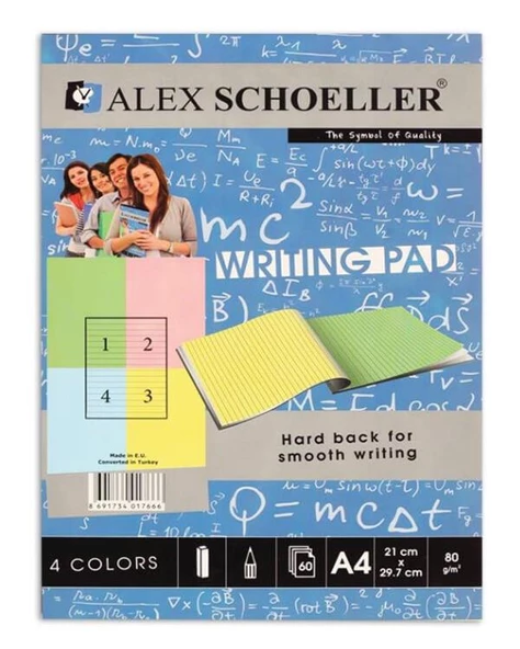 Alex Schoeller 4 Renkli Bloknot A4 ürün görseli 1