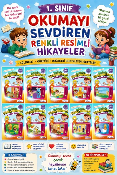 1.Sınıf Renkli Eğlenceli Maceralı Okumayı Sevdiren Hikaye Seti 8 ürün görseli 1