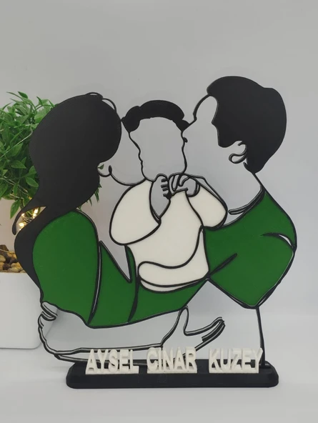 Kişiselleştirilmiş Mutlu Aile 3D Baskı Masa Dekoru Özel Çift Hediyesi Sevgililer Günü, Yıldönümü veya Doğum Günü Hatırası ürün görseli 1