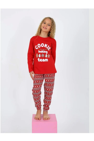 Kız Çocuk Uzun Kollu %100 Pamuklu Pijama Takımı 6/9 Yaş ürün görseli 1