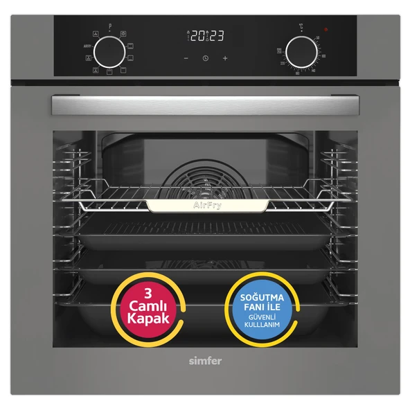 Simfer 8217 Airfry Plus, Siyah Cam Dijital,10 Fonk ürün görseli 1