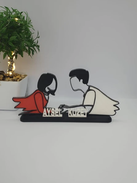Kişiselleştirilmiş Melek Çift 3D Baskılı Masa Dekoru Benzersiz Sevgililer Günü Hediyesi Yıldönümü Hatırası ürün görseli 1