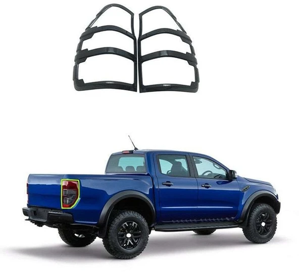 Ford Ranger Uyumlu 2016 2018 Arka Stop Kaplama ABS(Plastik) Siyah ürün görseli 1