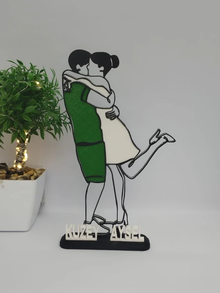 Kişiselleştirilmiş Çift 3D Baskılı Masa Dekoru Romantik Sevgililer Günü Hediyesi Yıldönümü Hatırası Sevgiyle El Yapımı ürün görseli 1