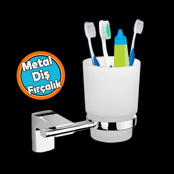 Banyo Metal Diş Fırçalık Vidalı Askı Lavabo Diş Fırçası Stand Kabı Kutusu Hazneli Krom ürün görseli 1