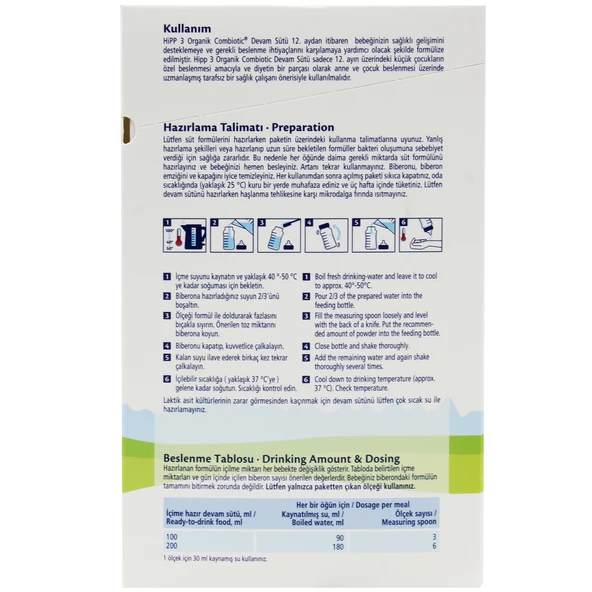 Hipp 3 Organik Combiotic 800 gr Devam Sütü 4 ADET - Resim 2
