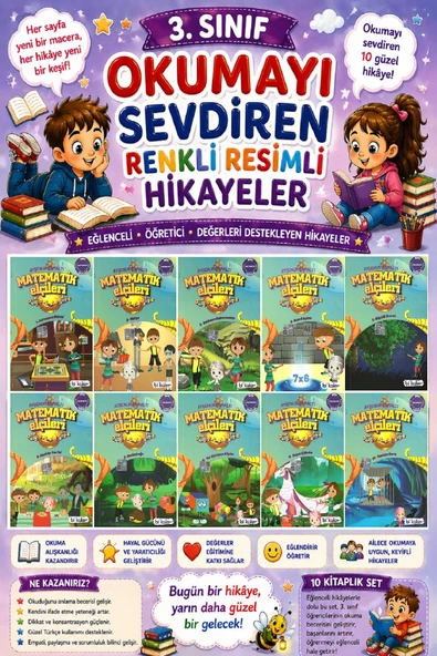 3.Sınıf Renkli Eğlenceli Maceralı Okumayı Sevdiren Hikaye Seti 9 ürün görseli 1