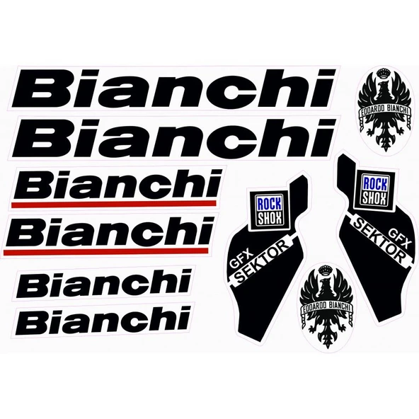 Bianchi Bisiklet Sticker Etiket Seti Siyah A4 ürün görseli 1
