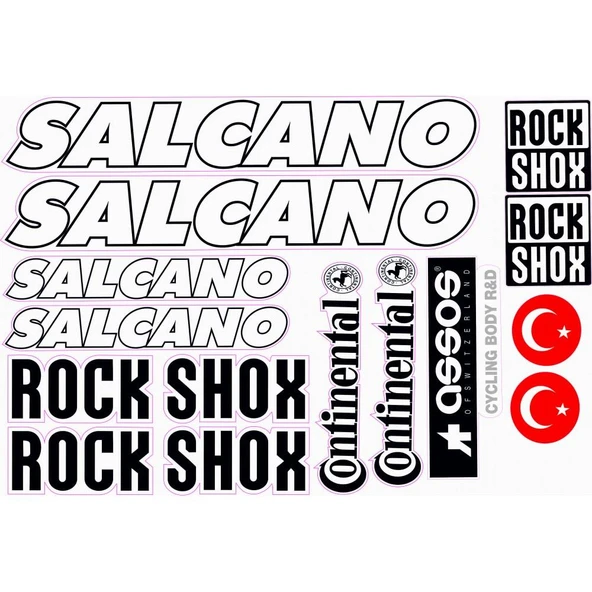 Salcano Bisiklet Sticker Etiket Seti Siyah A4 ürün görseli 1