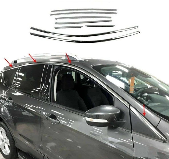 Ford Kuga Uyumlu 2013 2019 Cam Üst Çıtası Krom ürün görseli 1