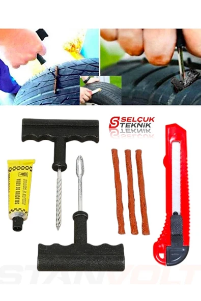 STANVOLT 7 Parça Araba Motorsiklet Otomobil Bisiklet Lastik Tamir Kiti Seti ürün görseli 1