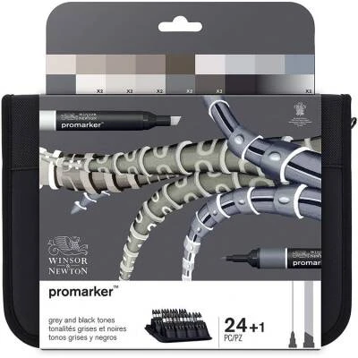 Winsor&Newton Promarker 24+1 Siyah Gri Çantali Set (24 Renk) ürün görseli 1