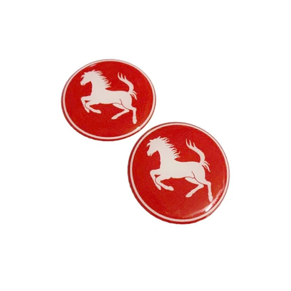 Ferrari Logo Damla Etiket Kımızı Sticker 5x5cm 2 Adet ürün görseli 1