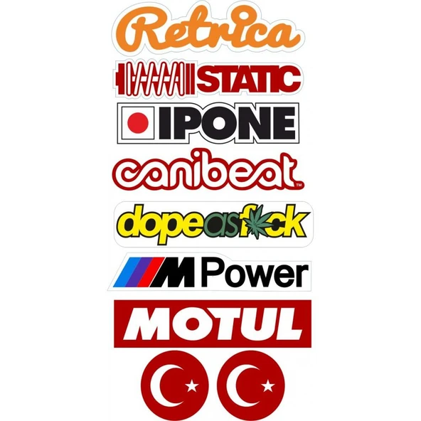 Motosiklet Marka Sticker Seti M-2 (12 X 26 CM) ürün görseli 1