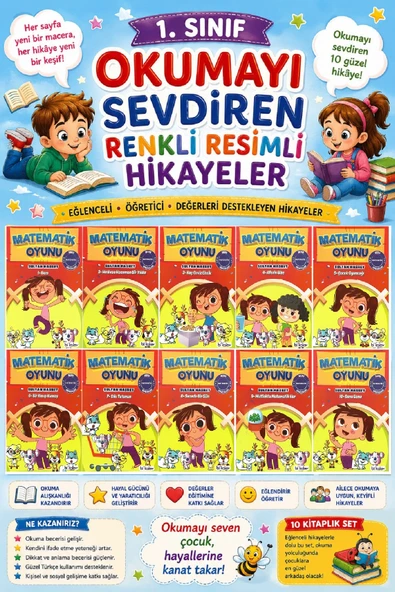 1.Sınıf Renkli Eğlenceli Maceralı Okumayı Sevdiren Hikaye Seti 10 ürün görseli 1