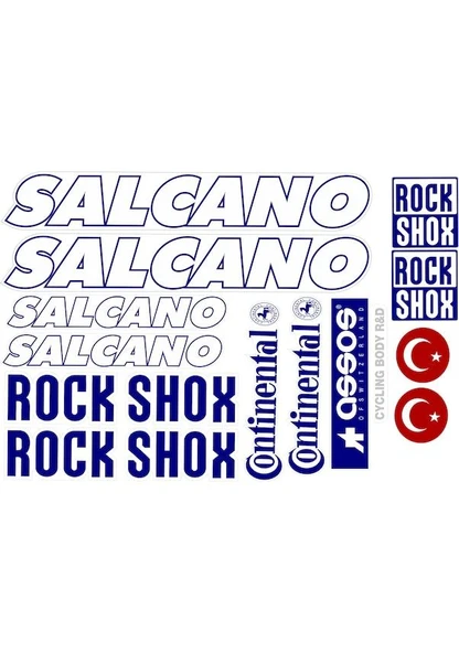 Salcano Bisiklet Sticker Etiket Seti Mavi A4 ürün görseli 1