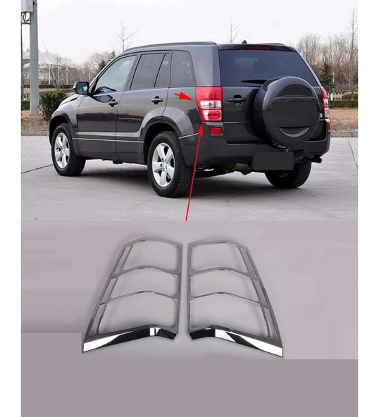 Suzuki Grand Uyumlu Vitara 2007 2012 Arka Stop Kaplama Abs (Plastik) Krom ürün görseli 1