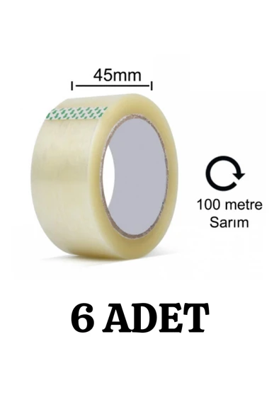 Koli Bandı Şeffaf 45 Mm X 100 Metre 6 Adet ürün görseli 1