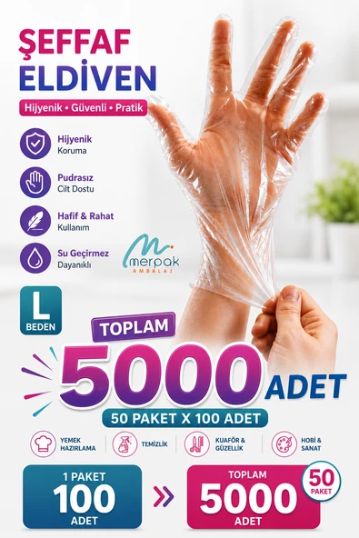 Şeffaf Eldiven 5000 Adet Hışır Poşet Eldiven Kullan At Eldiven ürün görseli 1
