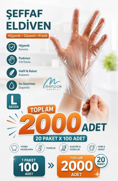 Şeffaf Eldiven 2000 Adet Hışır Poşet Eldiven Kullan At Eldiven ürün görseli 1