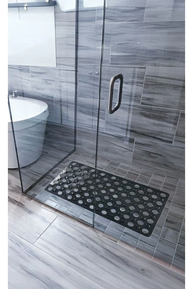 Banyo Paspası Gri Silikon Kaymaz Vakumlu Duş Paspası ürün görseli 1