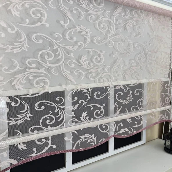 StorBurada Çift Mekanizmalı Pembe Tül Stor Perde STB-130  Pembe 190 x 200 ürün görseli 1