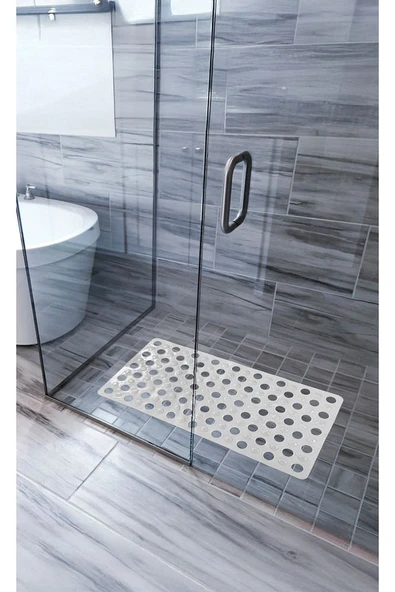 Banyo Paspası Beyaz Silikon Kaymaz Vakumlu Duş Paspası ürün görseli 1