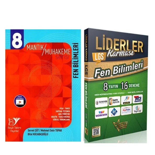 Beyin Takımı Yayınları 8. Sınıf Fen Bilimleri Mantık Muhakeme Serisi ve Liderler 8 Yayın 16 Deneme Seti 2 Kitap ürün görseli 1