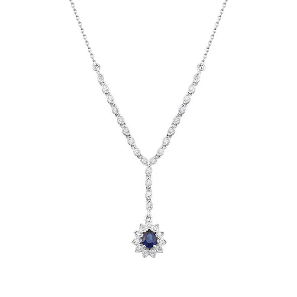 0.78 Karat Pırlanta Safir Kolye ürün görseli 1