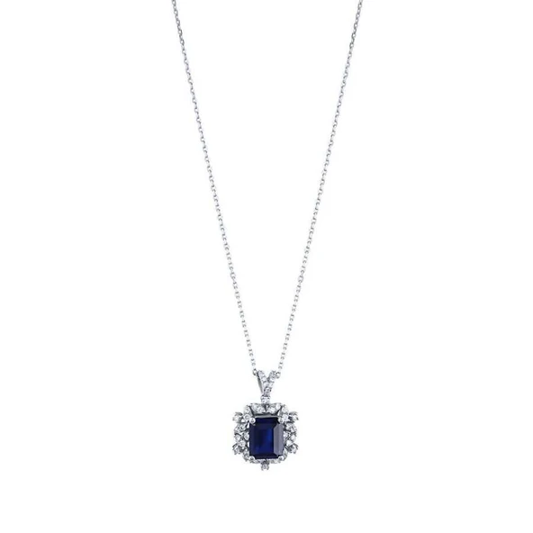 3.29 Karat Pırlanta Safir Kolye ürün görseli 1