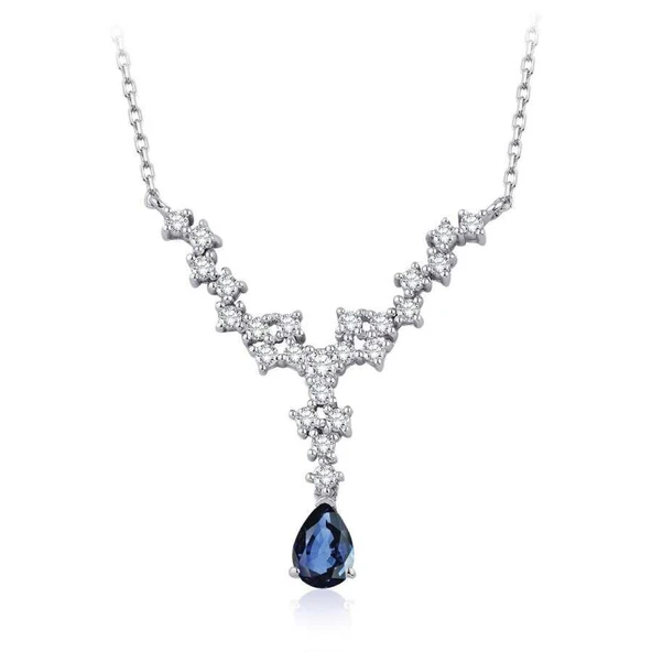 0.81 Karat Pırlanta Safir Kolye ürün görseli 1