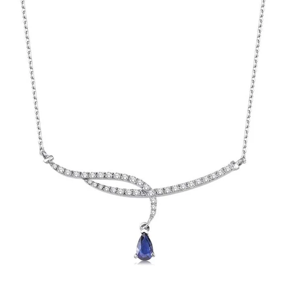 0.79 Karat Pırlanta Safir Kolye - Resim 2