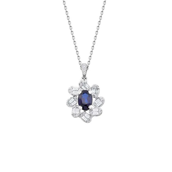 1.48 Karat Pırlanta Safir Kolye ürün görseli 1