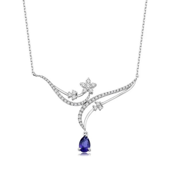 0.86 Karat Pırlanta Safir Kolye ürün görseli 1