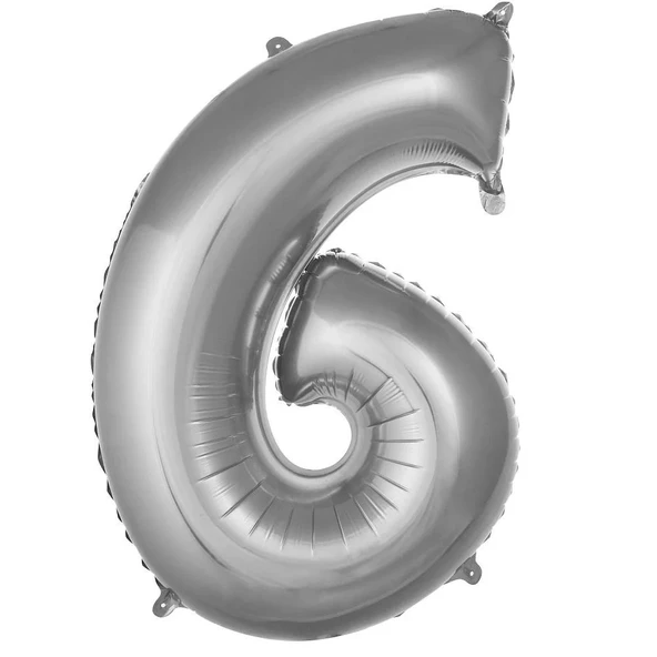 Folyo Balon 76cm Rakam Gümüş "6" ürün görseli 1