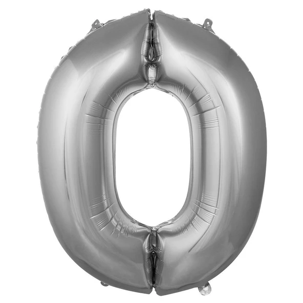 Folyo Balon 76cm Rakam Gümüş "0" ürün görseli 1