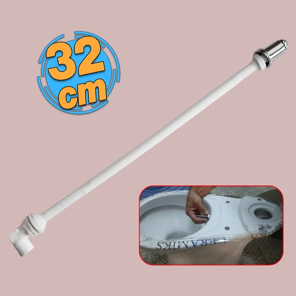 Uzun Klozet Tuvalet Taharet Çubuğu 32 cm Plastik Borulu Ayarlanabilir Kısaltılabilir U Tipli Montaj ürün görseli 1