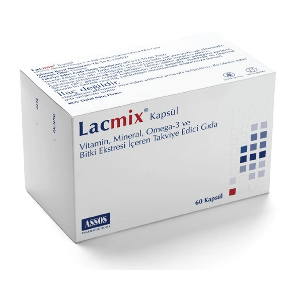 Lacmix Kapsül Vitamin, Mineral, Omega-3 ve Bitki Ekstresi İçeren Takviye Edici Gıda ürün görseli 1