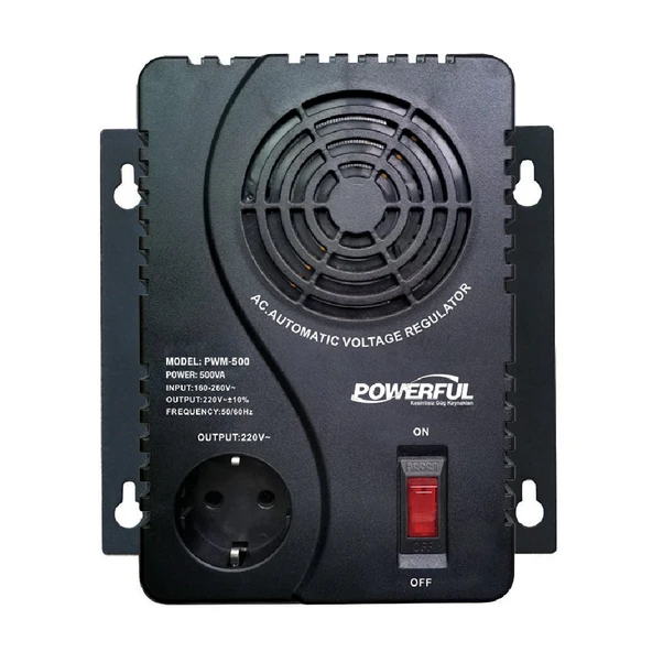 Powerful PWM-500 500VA 250W Kombi, Buzdolabı Otomatik Voltaj Regülatörü ürün görseli 1