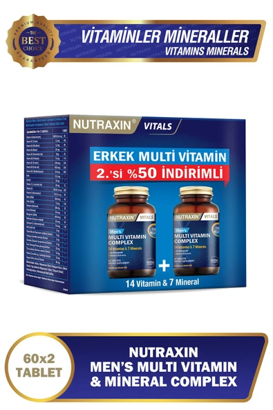 Nutraxin Multivitamin Mineral Complex Men's 2. % 50 İndirimli Avantaj Paketi ürün görseli 1
