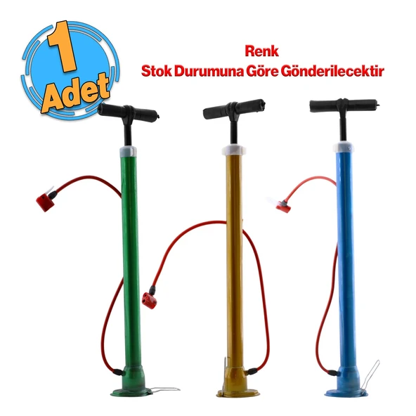 Klasik Bisiklet Pompası El Tipi Ayak Tutamaklı Standart Plastik Başlıklı ve Uçlu Metal Taban Borulu ürün görseli 1